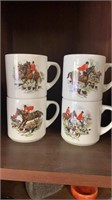 Lot of 4 vintage redcoat rider fox hunt mugs
