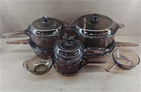 9pc Visions Amber Brown Pyrex Cookware