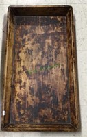 Vintage wood tray with interesting corners, 26x15