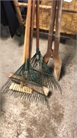 Post hole diggers,rakes,broom (6)