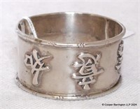 AntiqueChinese Silver Character Design Napkin Ring