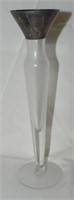 Vintage Crystal Bud Vase, Sterling Rim