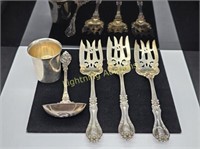 ORNATE STERLING SILVERWARE AND SHOT GLASS