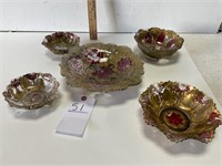 Vintage Goofus Glass Bowls, (4)