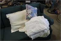 Lot with Bed Spreads & Pillows
