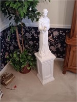 statue & pedestal stand 42" tall head repaired