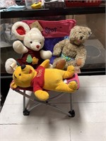 child’s camp chair and stuffed animals