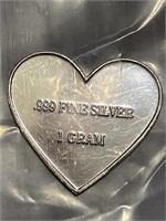 1 Gram Silver Heart w/rose