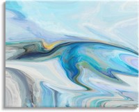 36"X48" Fluid Blue Composition Canvas Wall Art