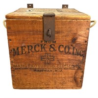 Antique Merck & Co. Inc Wood Transport Box