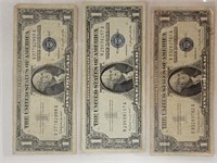 Three 1957 Silver Certificates