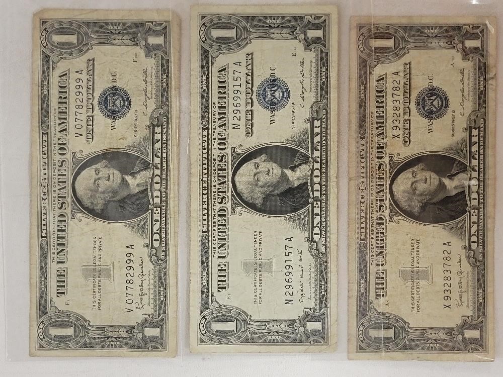 Three 1957 Silver Certificates