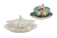 TWO MEISSEN AND DRESDEN SAUCEBOATS