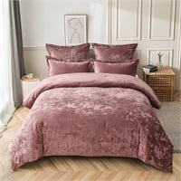 Distressed Velvet Comforter Set  5 Pieces Dusty Ma