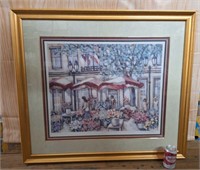 Flower market Framed art signed Miles 240/950,