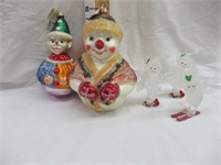 (2) Christopher Radko Ornaments & (3) Glass Snowmn