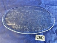 Platter, Glass, Oriental Scene, 15.5"Wide