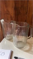 Vintage Crisa Large Clear Striped Glass Pitcher,