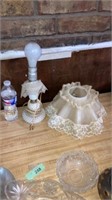 Milk glass lamp with a shade works