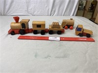 Lot of Wooden Childrens Toys- Trains Trucks