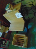 Small Wooden School Desk & Crate