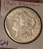 1921 D Morgan US silver dollar Denver