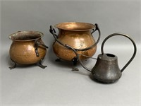 Pair of Hammered Copper Kettles, Watering Can