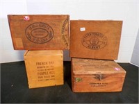 4 vintage wooden cigar boxes