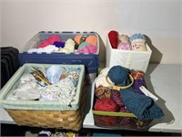 LARGE LOT OF YARN WITH CONTAINERS