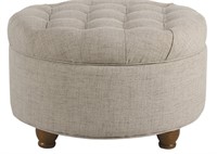 Homepop Large Faux Leather Tufted Storage Ottoman