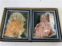 2pcs mini princess prints in bubble glass frames