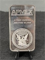 (5) Troy oz. Apmex Silver Bar