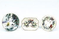 (3) Lennox Christmas Bird Plates