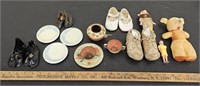 Antique Baby Shoes, Old Stuffed Animal/Dolls,