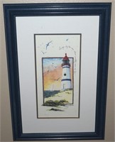 D Morgan Signed Lighthouse Framed Fine Art Print