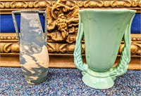 Green Niloak Vase & Ozark Pottery Vase