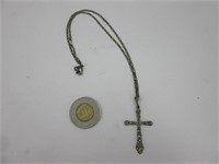 Chaine et croix en marcasite et argent sterling
