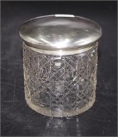 Sterling silver & cut crystal lidded toiletry jar