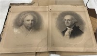 George and Martha Washington Antique Prints