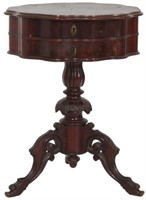 Carved Mahogany 2 Drawer Sewing Stand