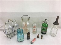 Variety of old glass bottles