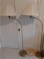 PAIR OF BRUSHED STEEL ARCHED FLOOR LAMPS 65"