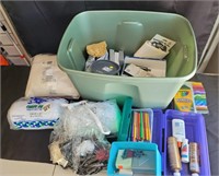 Arts and crafts supplies in one tote