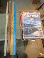(4) Collector Yard Sticks, World Maps, Road Atlas