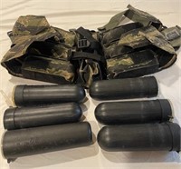 Camouflage paintball round holder with canisters