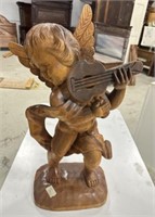 Wood Carved Cherub Statue