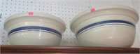 2 Blue Banded Bowls