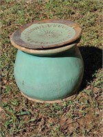 Antique Chinese Pot w/ Lid Celadon Green 6" Tall