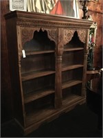 Ornate vintage wood bookshelf. 84x74x20. Empty