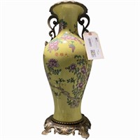Yellow Vase with Floral Design